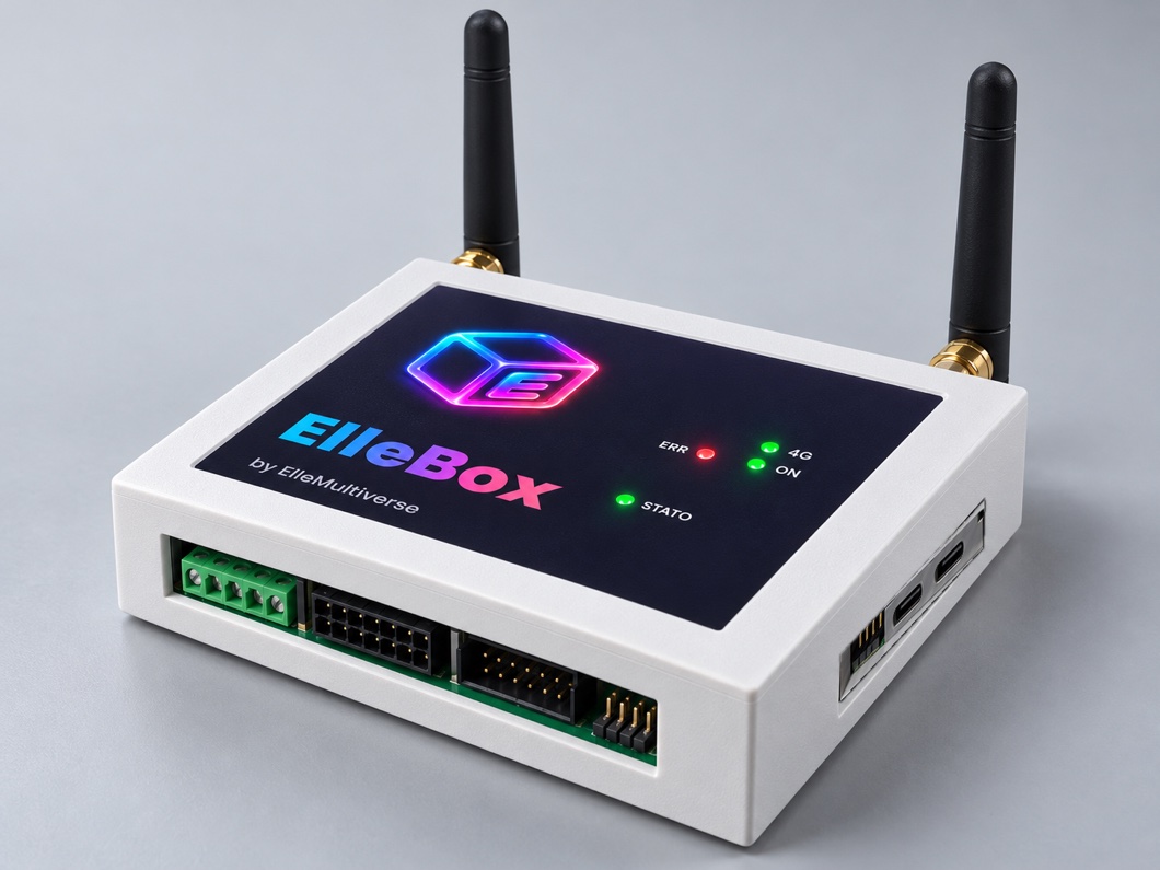 ElleBox, scatola bianca con le antenne del kit (vendute a parte)