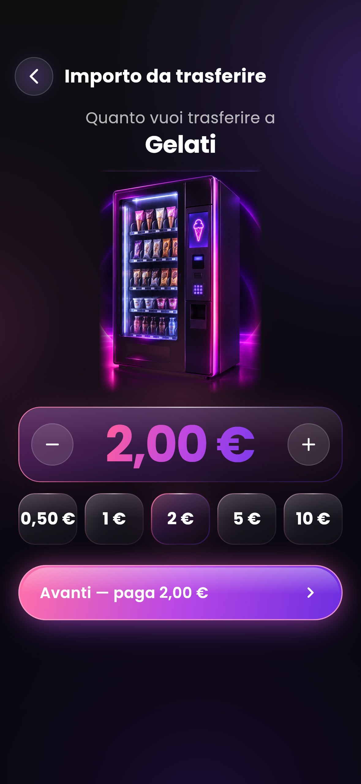 EllePay: si sceglie l'importo da trasferire al distributore