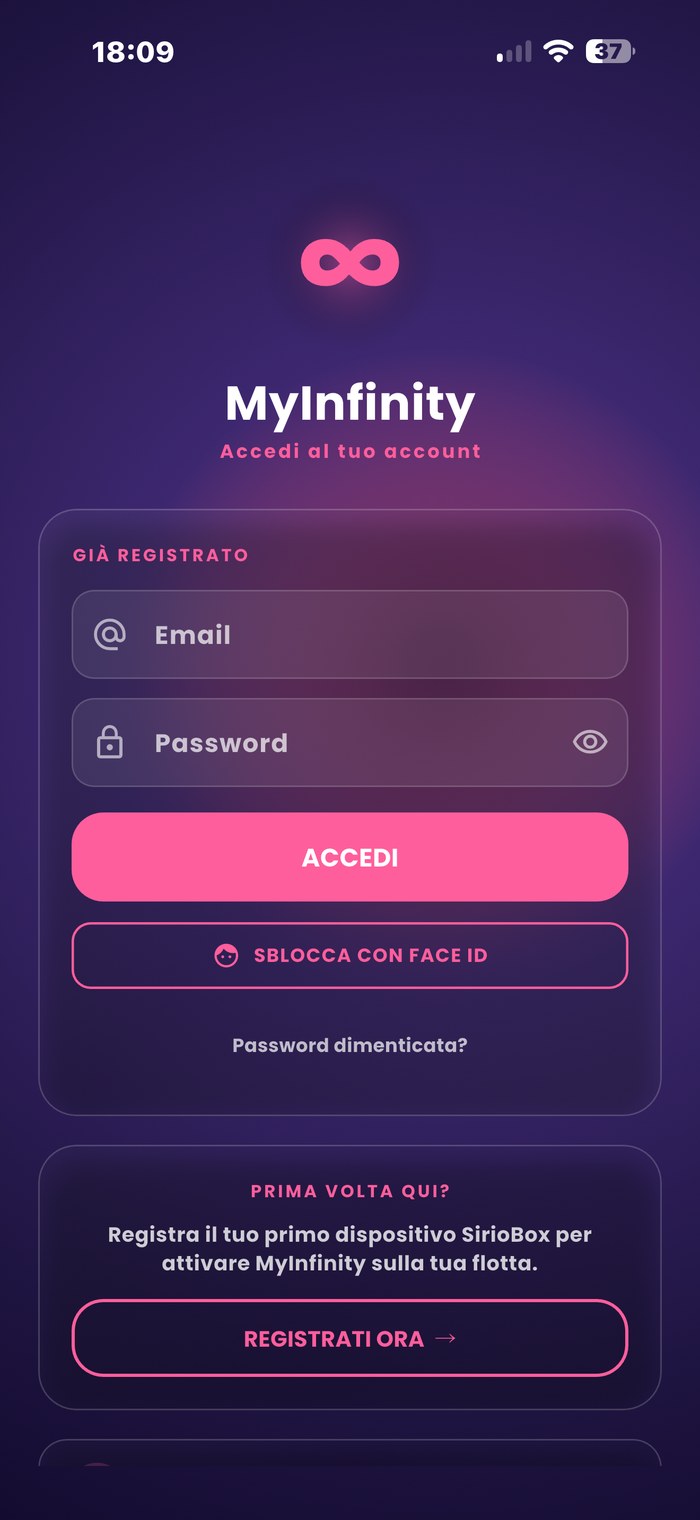 App MyInfinity 2.0 — accesso
